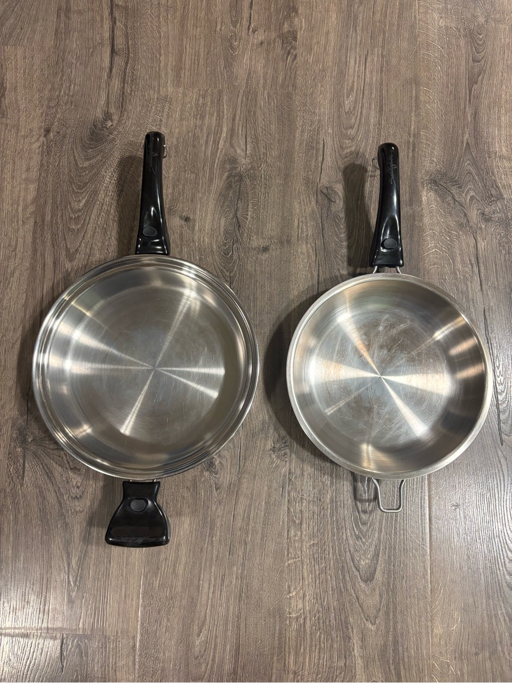 Saladmaster Stainless Steel Pans w/ Removable Handles 316Ti- 11” & 10” Skillets